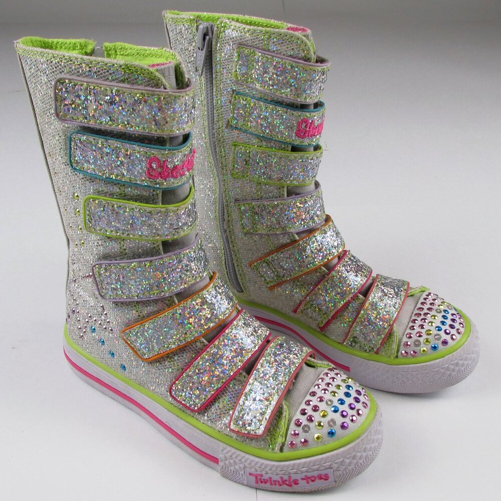 SKECHERS ULTRA HIGH TOP TWINKLE TOES BOOT LIKE SNEAKERS GLITTER SPACE SHOES SZ12